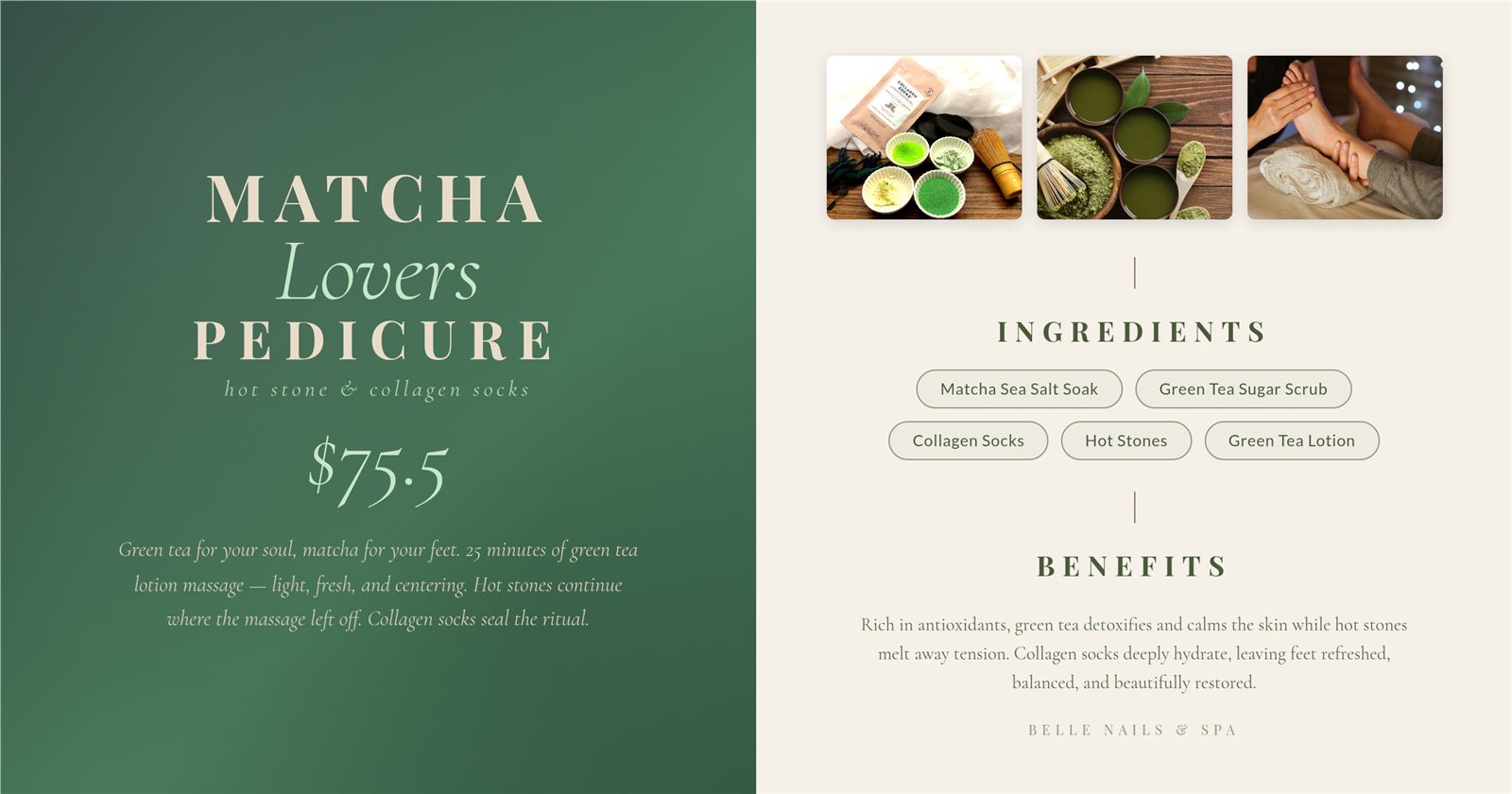 Matcha Lovers Pedicure menu and pricing